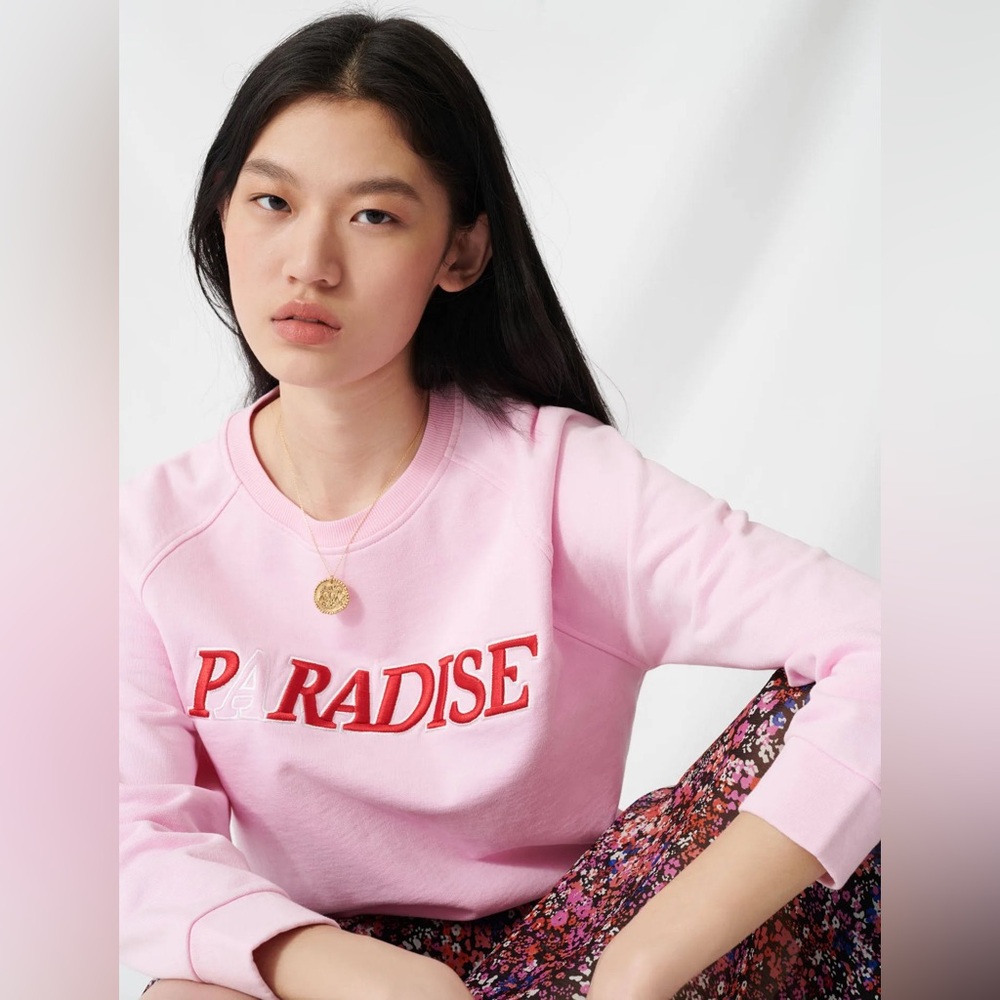 Maje Embroidered Paradise Sweatshirt Women 1 Small Pullover Talina Cotton